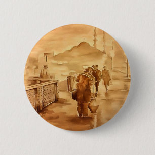 Lieferung von Jogurt in der Malerei in Istanbul Button