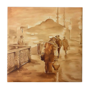 Lieferung von Jogurt in der Malerei in Istanbul Fliese