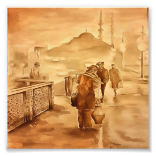 Lieferung von Jogurt in der Malerei in Istanbul Fotodruck