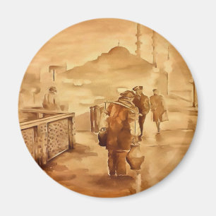 Lieferung von Jogurt in der Malerei in Istanbul Magnet