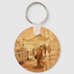 Lieferung von Jogurt in der Malerei in Istanbul Schlüsselanhänger