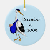 Lieferungs-Storch-Baby-Verzierung Keramikornament (Hinten)