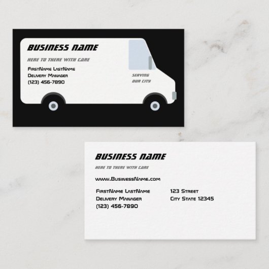 LieferVan Black Business Card Visitenkarte (Vorne/Hinten)