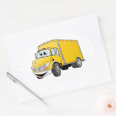 Lieferwagen Gelber Cartoon Ovaler Aufkleber (Umschlag)