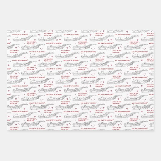 Lieferwagen Linie Valentine Funny Lover Geschenkwr Geschenkpapier Set (Vorderseite)