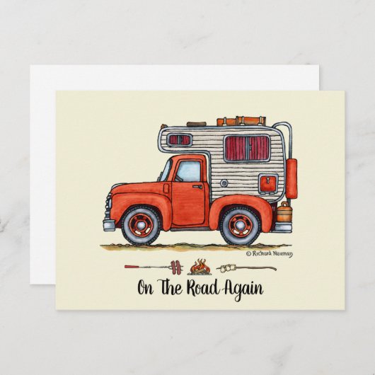 Lieferwagen LKW Camper, RV, Anhänger oder Fahrerha Postkarte (Vorne/Hinten)