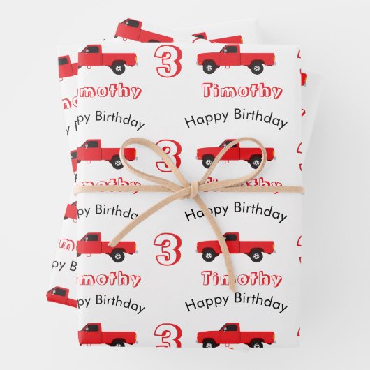 Lieferwagen LKWs Name & Alter Geschenkpapier Set (Beispiel)