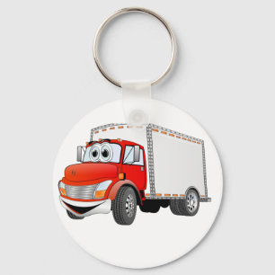 Lieferwagen Red White Box Cartoon Schlüsselanhänger