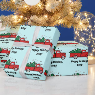 Lieferwagen Truck mit Weihnachtsbaumname Anpassen Geschenkpapier