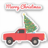 Lieferwagen Truck Weihnachtsbaum Aufkleber (Vorderseite)
