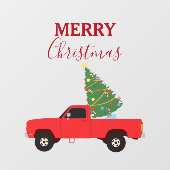 Lieferwagen Truck Weihnachtsbaum Fensteraufkleber (Blatt)
