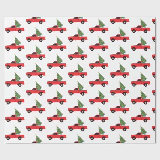 Lieferwagen Truck Weihnachtsbaum Geschenkpapier (Flach)