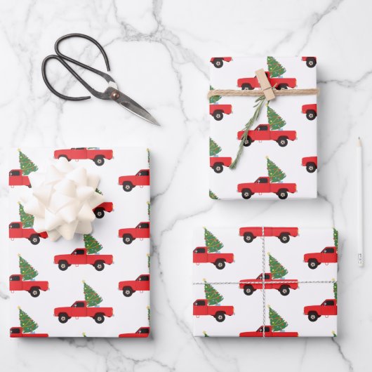Lieferwagen Truck Weihnachtsbaum Geschenkpapier Set (Vorderseite)