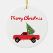 Lieferwagen Truck Weihnachtsbaum Keramik Ornament (Vorne)