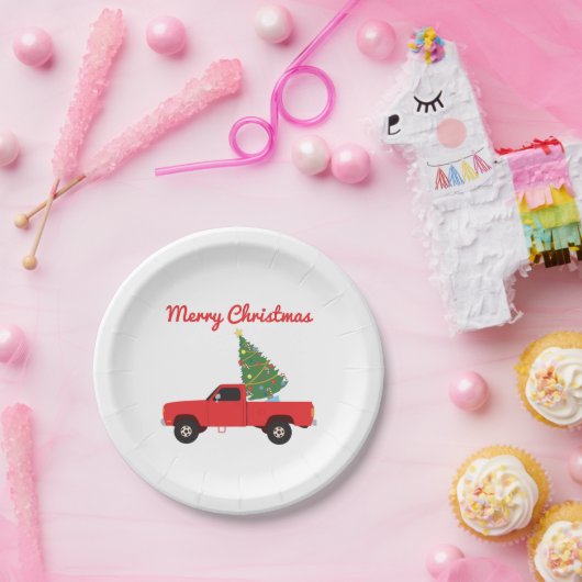 Lieferwagen Truck Weihnachtsbaum Pappteller (Party)