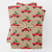 Lieferwagen Truck Weihnachtsbaum Rustic Kraft Papi Geschenkpapier Set (Beispiel)