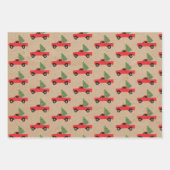 Lieferwagen Truck Weihnachtsbaum Rustic Kraft Papi Geschenkpapier Set (Vorderseite)