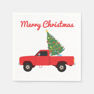 Lieferwagen Truck Weihnachtsbaum Serviette