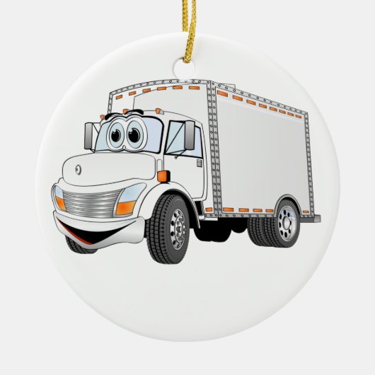 Lieferwagen Weißer Cartoon Keramik Ornament (Vorne)