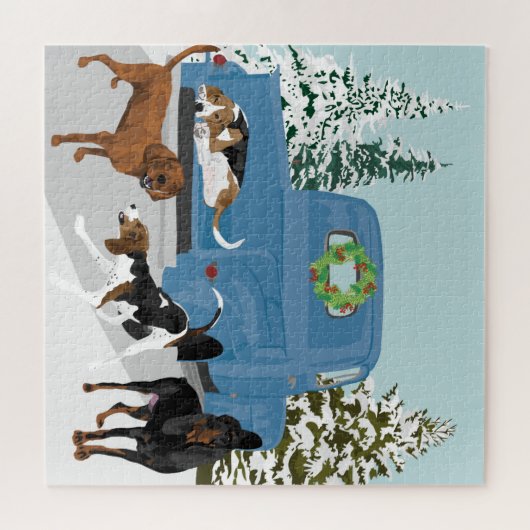 Lieferwagen Winter Coonhounds Puzzle (Horizontal)