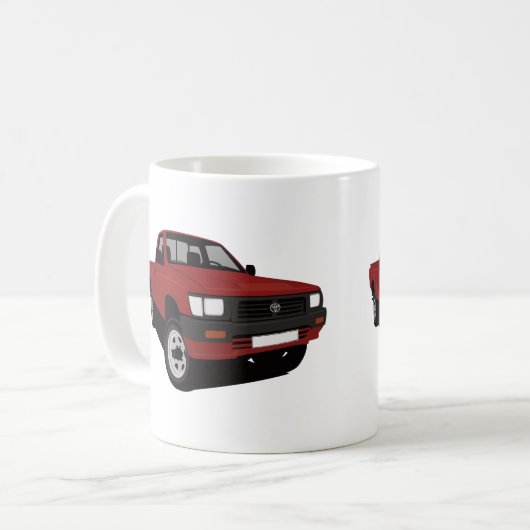 Lieferwagenrot Toyota Hilux - 2 x-Bild Kaffeetasse (Vorderseite Links)