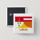 Liège Flagge mit dem Namen (französisch) Button (Vorne & Hinten)
