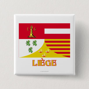 Liège Flagge mit dem Namen (französisch) Button
