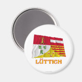 Liège Waving Flag mit Namen (deutsch) Magnet (Vorderseite/Rückseite)