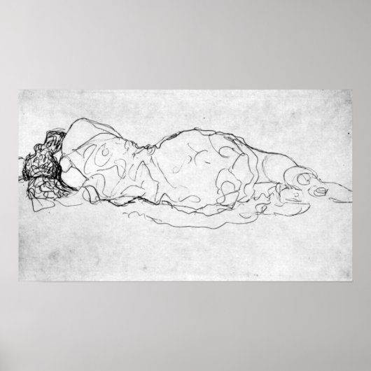 Liegende, Gegenfigur von Gustav Klimt Poster (Vorne)