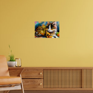 Liegende Katze, Aquarell -  Poster