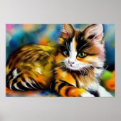 Liegende Katze, Aquarell -  Poster (Vorne)