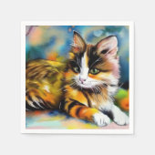 Liegende Katze, Aquarell - Serviette (Vorderseite)