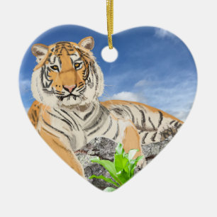 Liegender Tiger Keramikfliese Keramikschmuck Keramik Ornament