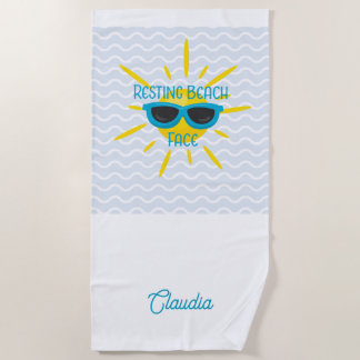 Liegendes Strandgesicht Lustige Sonne Personalisie Strandtuch