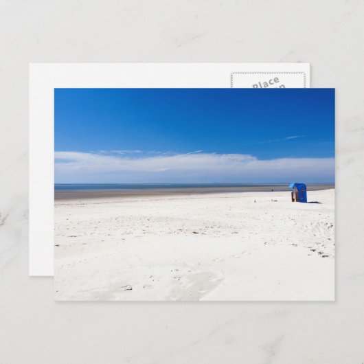 Liegestuhl in der Nordsee Postkarte (Vorne/Hinten)