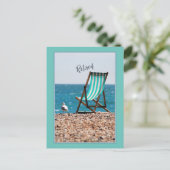 Liegestühle am Meer, gedämpft, Postkarte (Stehend Vorderseite)
