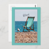 Liegestühle am Meer, gedämpft, Postkarte (Vorne/Hinten)