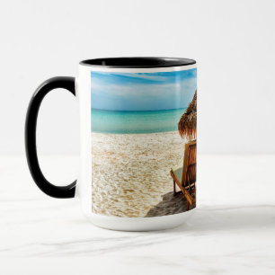 Liegestühle am Strand Kissen Tasse