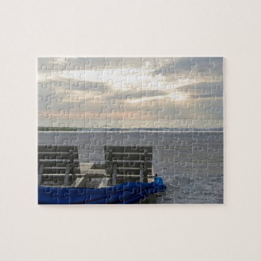 Liegestühle am Strand von St. Pete bei Sonnenunter Puzzle (Horizontal)