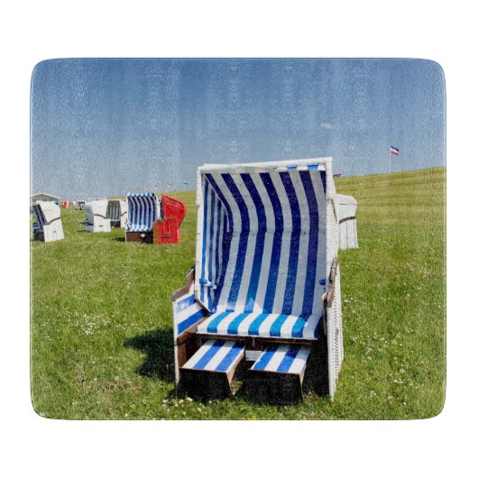 Liegestühle an der Nordsee Schneidebrett (Vorderseite)