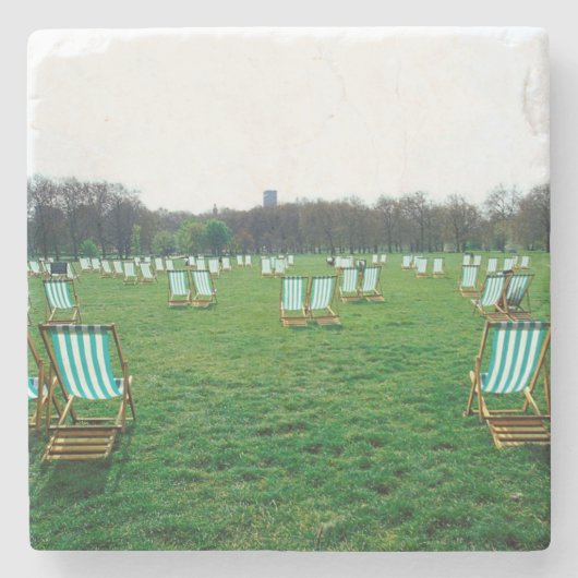 Liegestühle im Green Park, London Steinuntersetzer (Vorderseite)