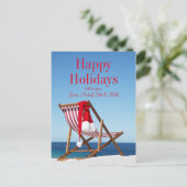 Liegestühle mit Weihnachtsmannmütze Feiertagspostkarte (Stehend Vorderseite)