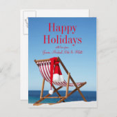 Liegestühle mit Weihnachtsmannmütze Feiertagspostkarte (Vorne/Hinten)