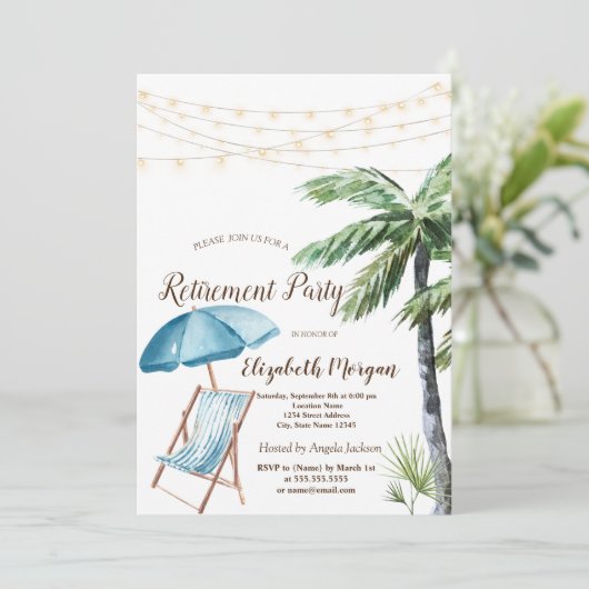 Liegestühle, Sonnenschirm Palm Einladung (Stehend Vorderseite)