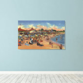 Liegestühle und Badeschuhe auf der Strandpromenade Leinwanddruck (Insitu (Holzboden))