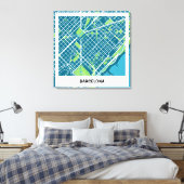 Lienzo mapa minimalista Barcelona - Azul-Verde Leinwanddruck (Insitu (Schlafzimmer))