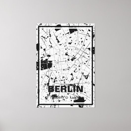 Lienzo mapa minimalista Berlín - Blanco-negro Leinwanddruck (Vorderseite)