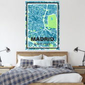 Lienzo mapa minimalista Madrid - Azul-verde Leinwanddruck (Insitu (Schlafzimmer))