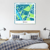 Lienzo mapa minimalista Sevilla - Azul-Verde Leinwanddruck (Insitu (Schlafzimmer))