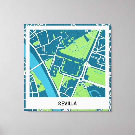 Lienzo mapa minimalista Sevilla - Azul-Verde Leinwanddruck (Vorderseite)